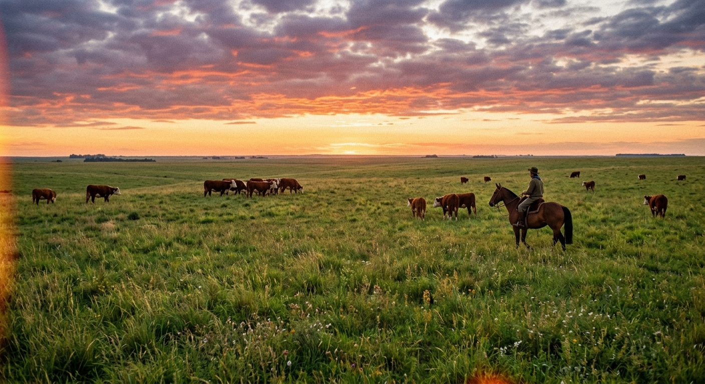 Vista panorámica de la estancia Ambort — extensión natural de las pampas
