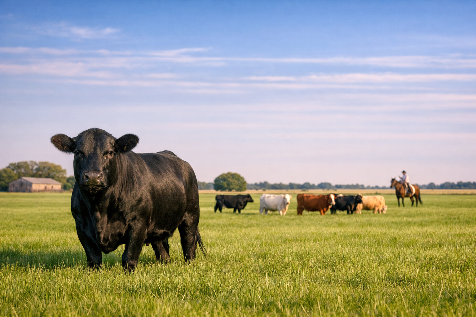 Ganado Ambort — ejemplares premium pastando en las pampas argentinas